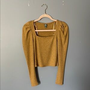 Wild Fable Yellow Puff Sleeve Crop Blouse